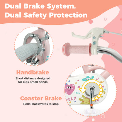 12 Inch Kids Bike Adjustable for 3-8 Years Old Children Pink - Stars & Moon, Pink Kids Bike at Gallery Canada