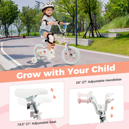 12 Inch Kids Bike Adjustable for 3-8 Years Old Children Pink - Stars & Moon, Pink Kids Bike at Gallery Canada