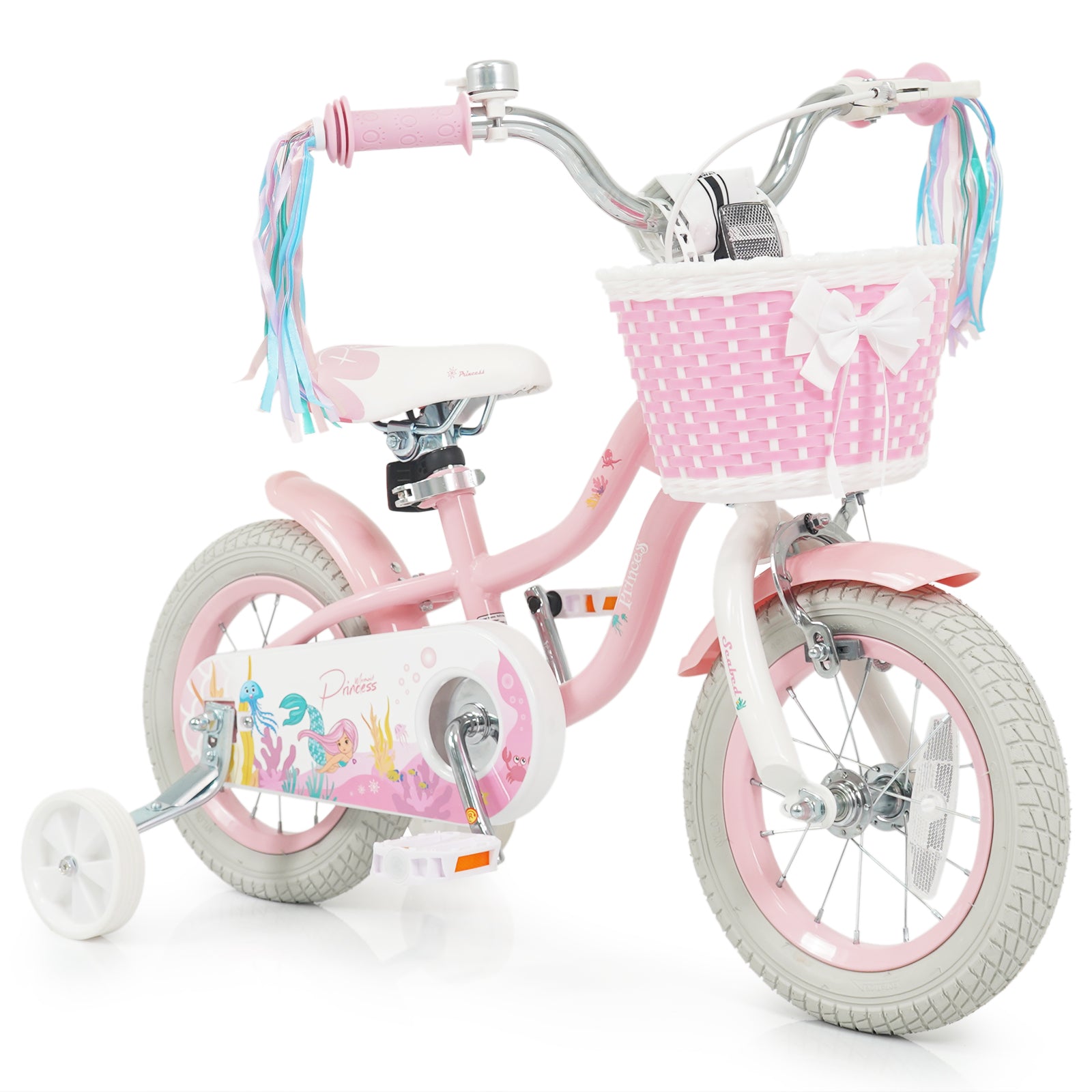 12 Inch Kids Bike Adjustable with Basket and Streamers for Girls Aged 3-4 Years Old Pink, Pink Kids Bike Pink at Gallery Canada