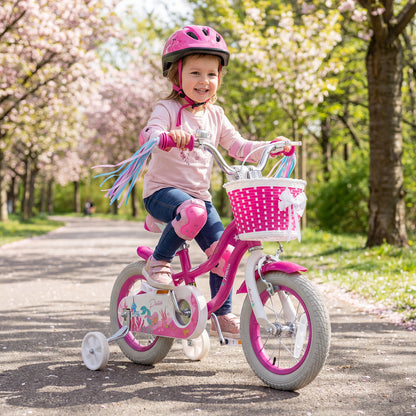 12-Inch Kids Bike, Adjustable, With Basket, Streamers, Rose Red Kids Bike at Gallery Canada