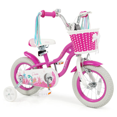 12-Inch Kids Bike, Adjustable, With Basket, Streamers, Rose Red