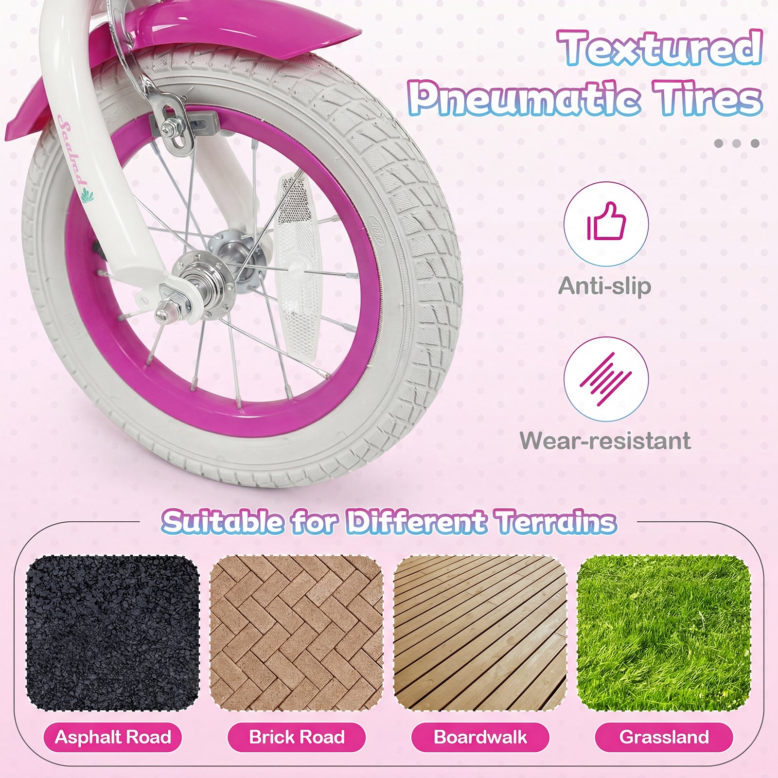 12-Inch Kids Bike, Adjustable, With Basket, Streamers, Rose Red Kids Bike at Gallery Canada