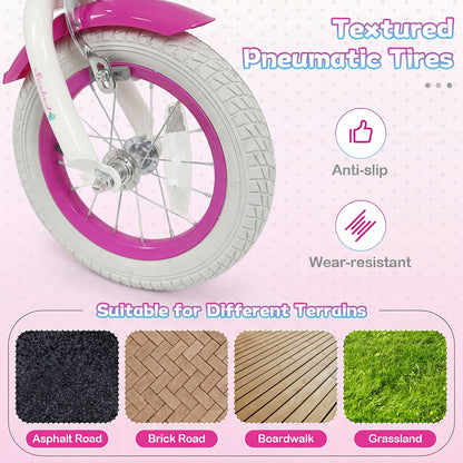 12-Inch Kids Bike, Adjustable, With Basket, Streamers, Rose Red Kids Bike at Gallery Canada