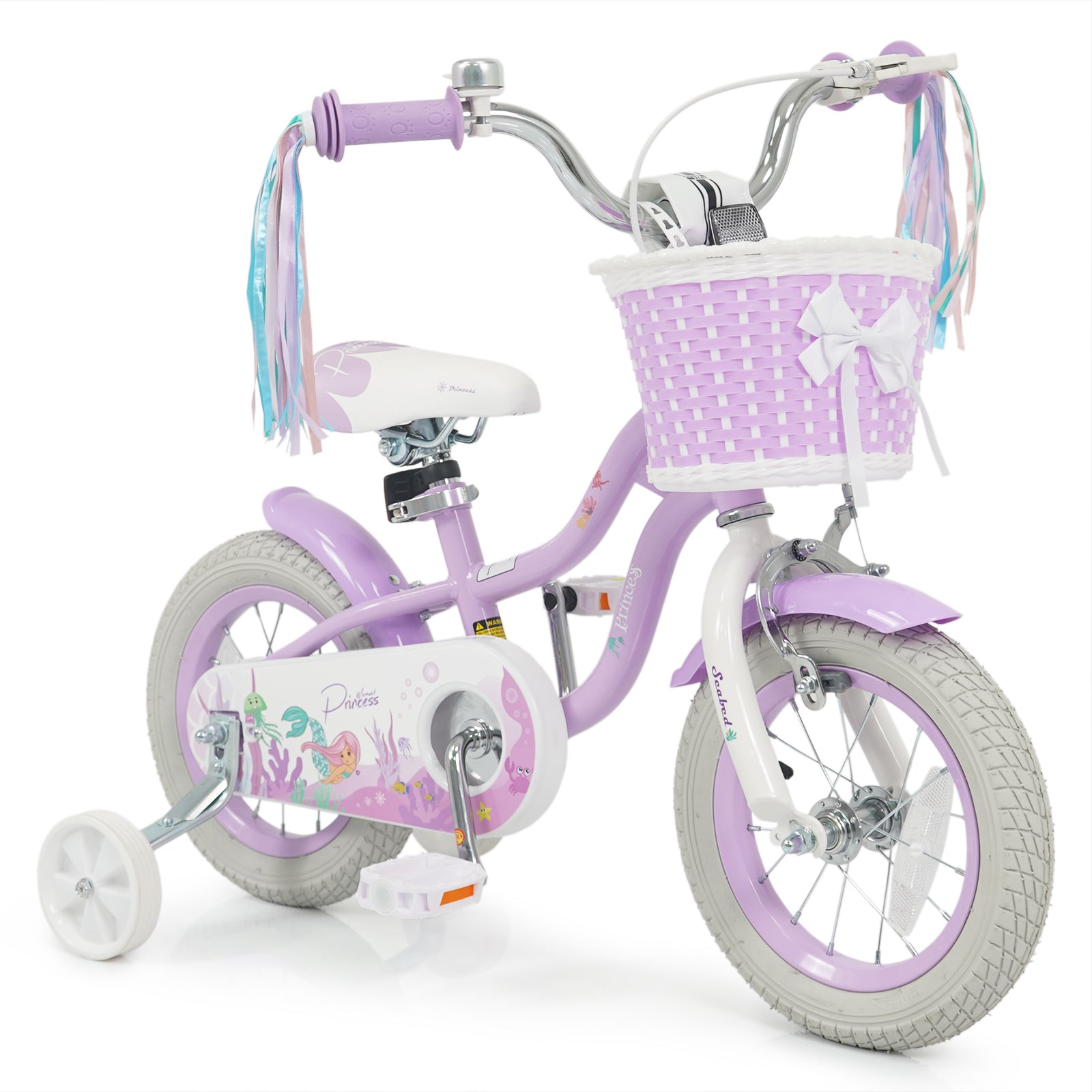 12 Inch Kids Bike, Adjustable, Princess Sea Theme, Purple Kids Bike Purple at Gallery Canada