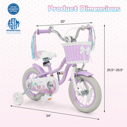 12 Inch Kids Bike, Adjustable, Princess Sea Theme, Purple Kids Bike at Gallery Canada