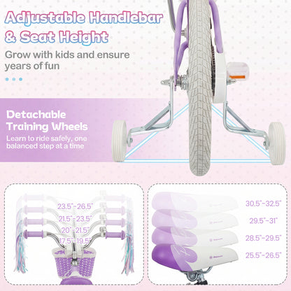 12 Inch Kids Bike, Adjustable, Princess Sea Theme, Purple Kids Bike at Gallery Canada