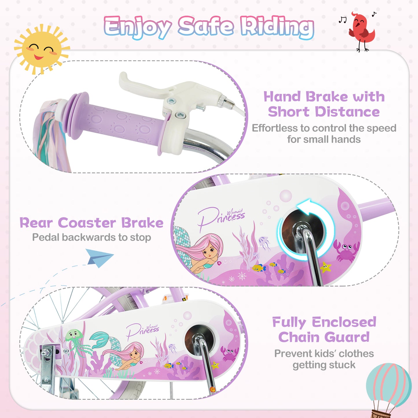 12 Inch Kids Bike, Adjustable, Princess Sea Theme, Purple Kids Bike at Gallery Canada