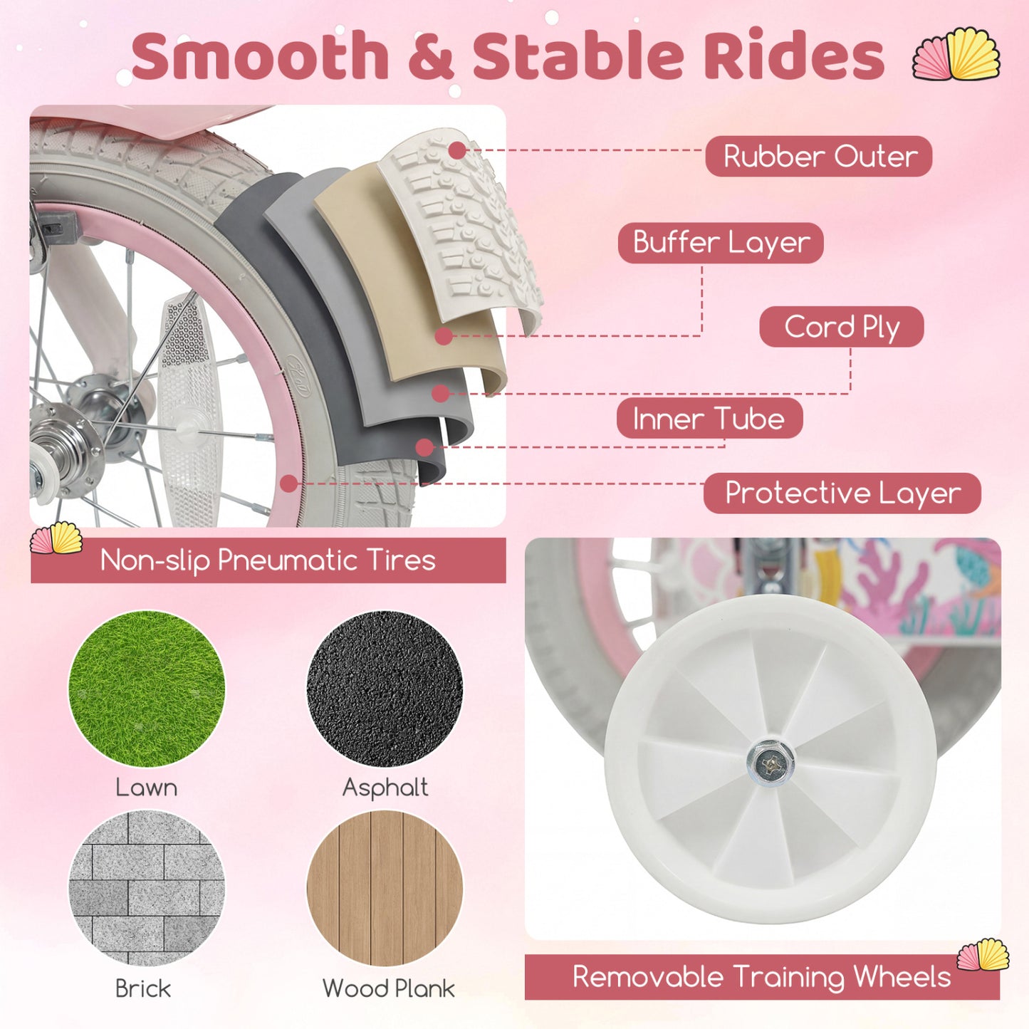 12 Inch Kids Bike Adjustable with Basket and Streamers for Girls Aged 3-4 Years Old Pink, Pink Kids Bike at Gallery Canada