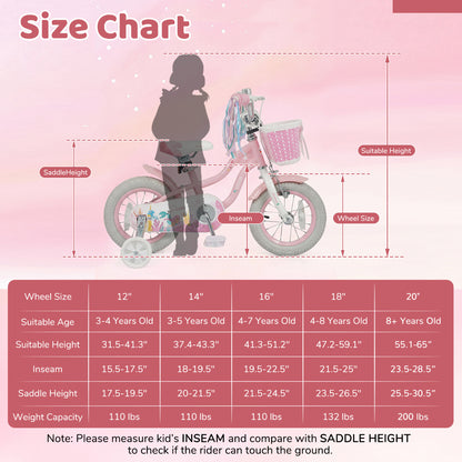 12 Inch Kids Bike Adjustable with Basket and Streamers for Girls Aged 3-4 Years Old Pink, Pink Kids Bike at Gallery Canada
