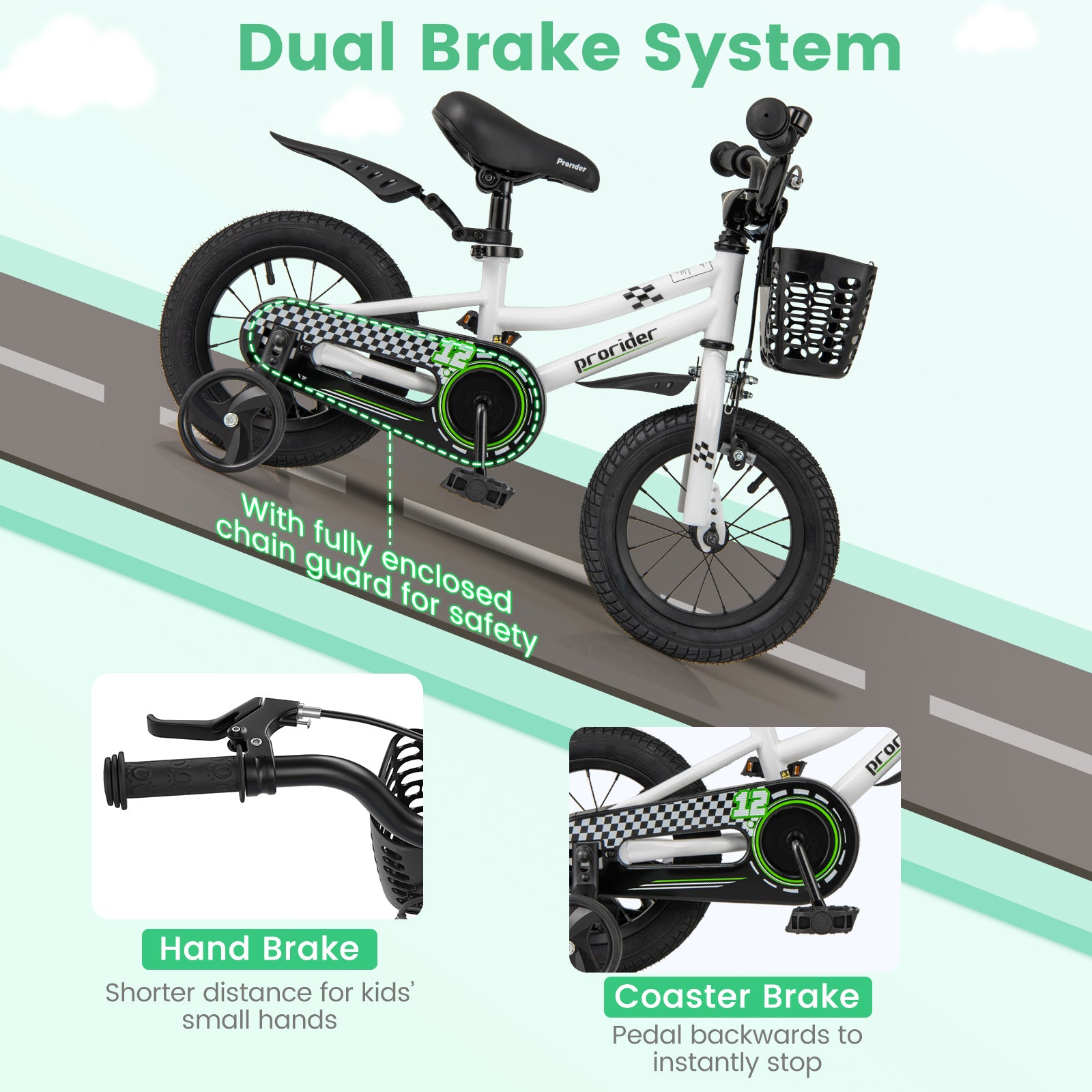 12 Inch Kids Bike Children Bicycle with Training Wheels for 3-4 Years Old, White Kids Bike at Gallery Canada