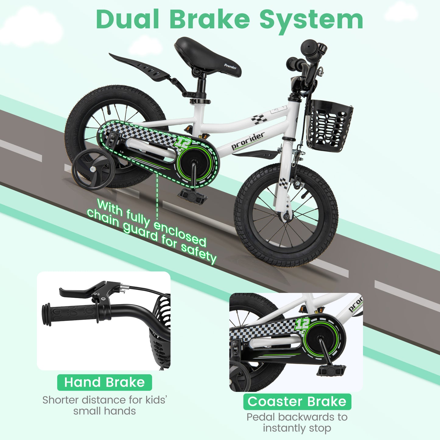 12 Inch Kids Bike Children Bicycle with Training Wheels for 3-4 Years Old, White Kids Bike at Gallery Canada