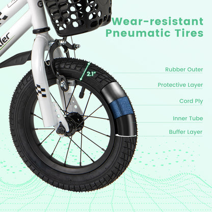 12 Inch Kids Bike Children Bicycle with Training Wheels for 3-4 Years Old, White Kids Bike at Gallery Canada