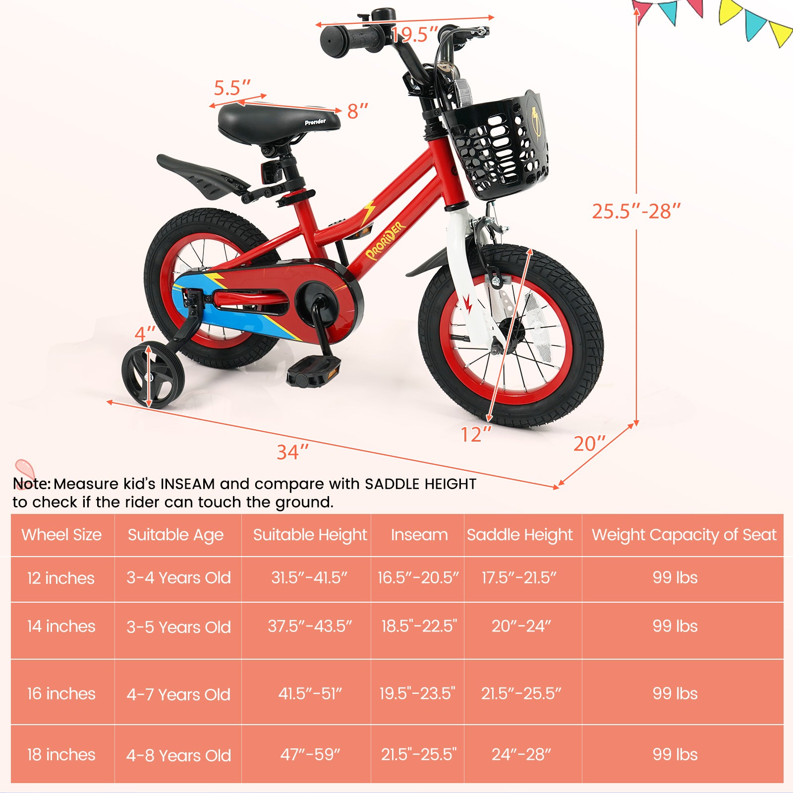 12 Inch Kids Bike Children Bicycle with Training Wheels for 3-4 Years Old, Red Kids Bike at Gallery Canada