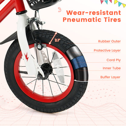 12 Inch Kids Bike Children Bicycle with Training Wheels for 3-4 Years Old, Red Kids Bike at Gallery Canada