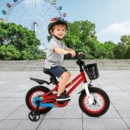 12 Inch Kids Bike Children Bicycle with Training Wheels for 3-4 Years Old, Red Kids Bike Red at Gallery Canada