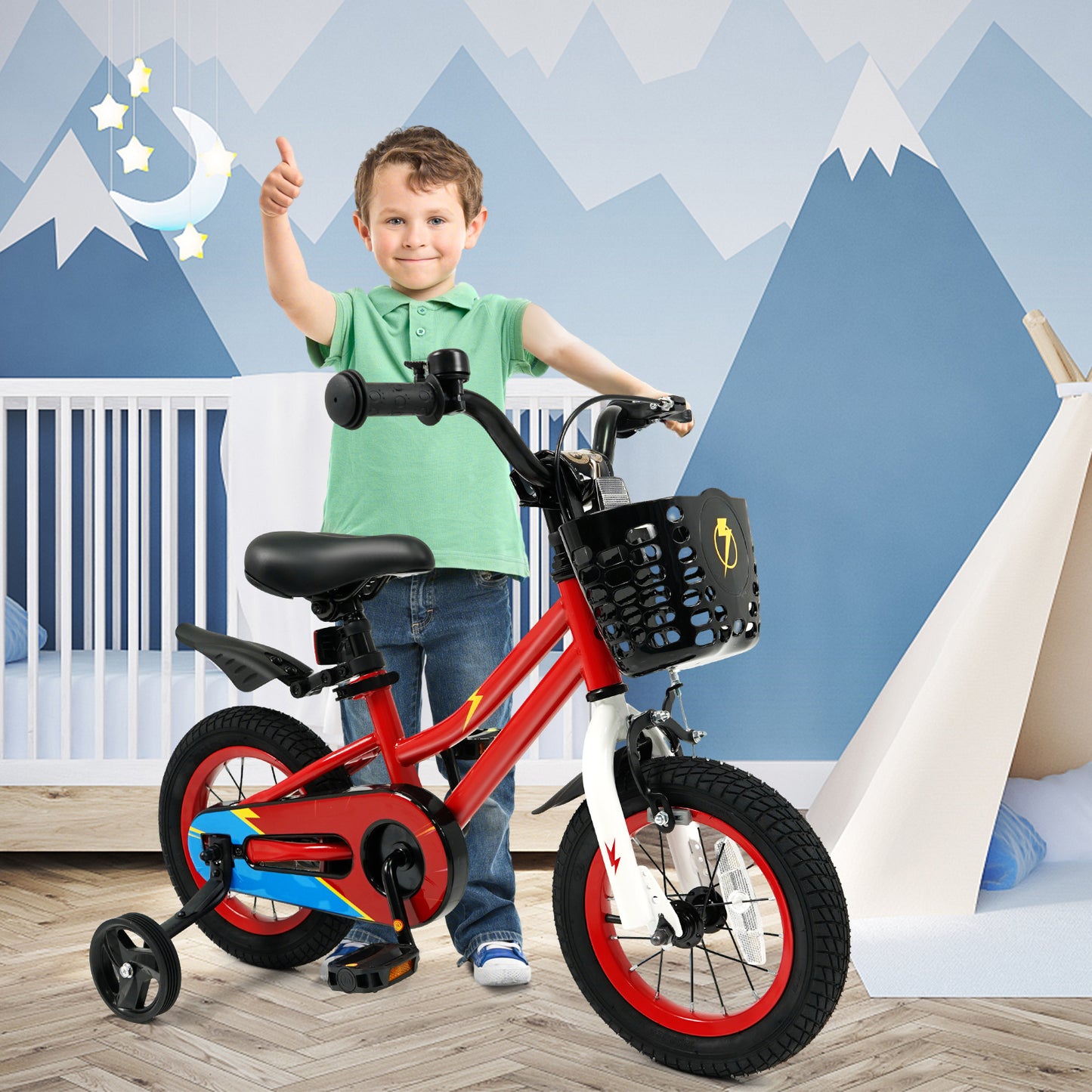 12 Inch Kids Bike Children Bicycle with Training Wheels for 3-4 Years Old, Red Kids Bike at Gallery Canada