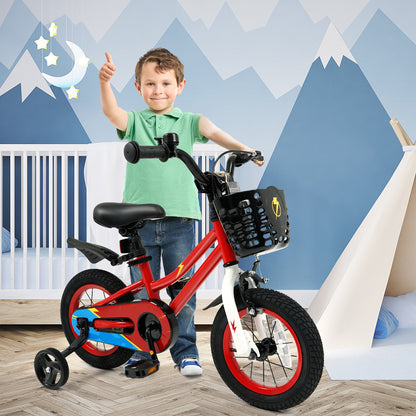 12 Inch Kids Bike Children Bicycle with Training Wheels for 3-4 Years Old, Red Kids Bike at Gallery Canada