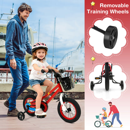 12 Inch Kids Bike Children Bicycle with Training Wheels for 3-4 Years Old, Red Kids Bike at Gallery Canada