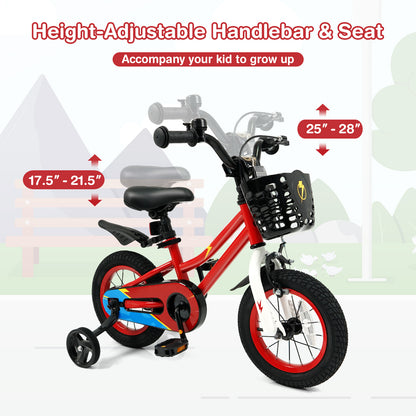 12 Inch Kids Bike Children Bicycle with Training Wheels for 3-4 Years Old, Red Kids Bike at Gallery Canada