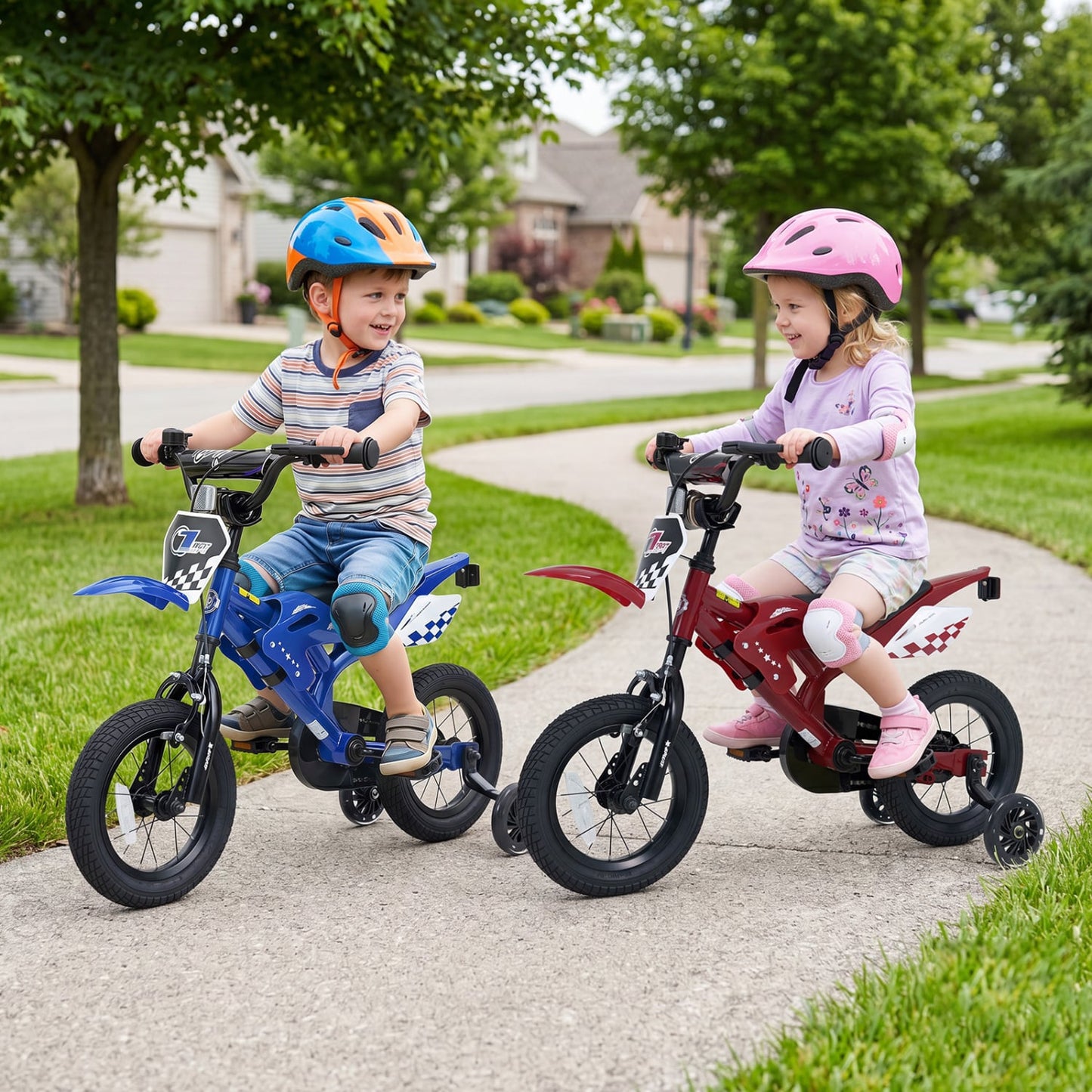 12 Inch Kids Bike, Motorcycle Inspired, Ages 3-4, Blue