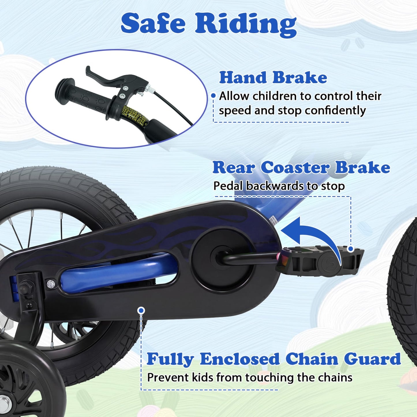 12 Inch Kids Bike, Motorcycle Inspired, Ages 3-4, Blue