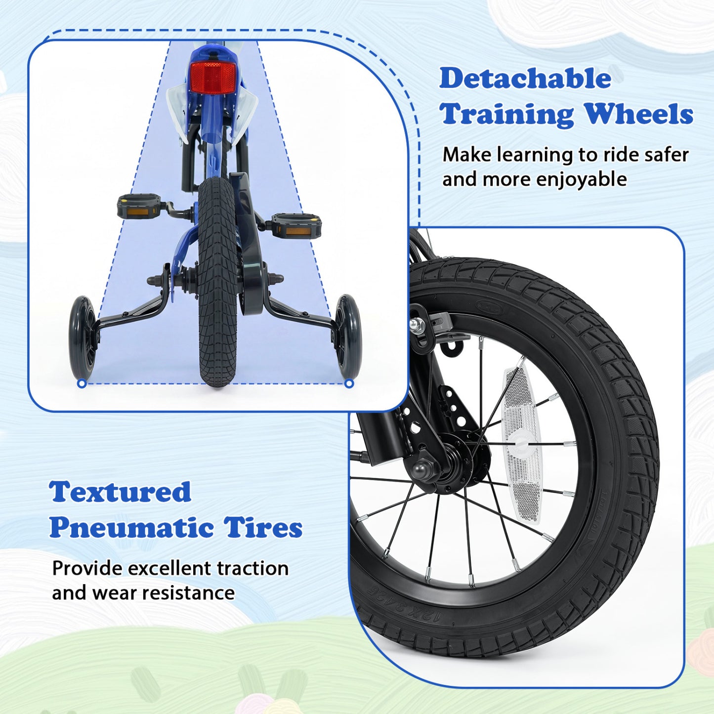 12 Inch Kids Bike, Motorcycle Inspired, Ages 3-4, Blue