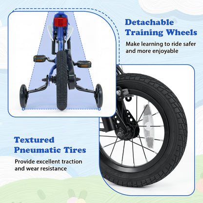 12 Inch Kids Bike, Motorcycle Inspired, Ages 3-4, Blue