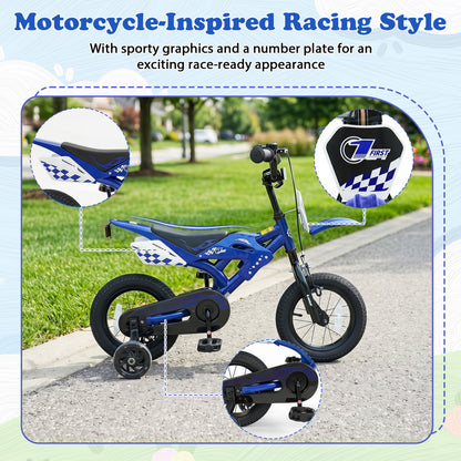 12 Inch Kids Bike, Motorcycle Inspired, Ages 3-4, Blue