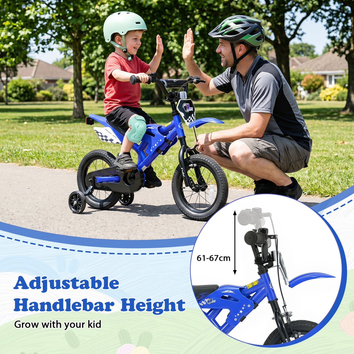 12 Inch Kids Bike, Motorcycle Inspired, Ages 3-4, Blue