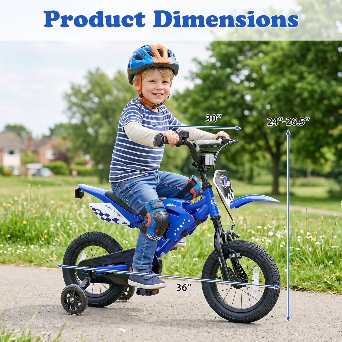 12 Inch Kids Bike, Motorcycle Inspired, Ages 3-4, Blue