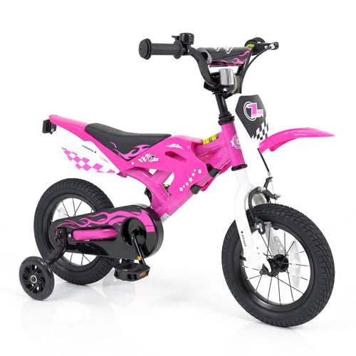 12 Inch Kids Bike Motorcycle-Style for Ages 3-4, Pink