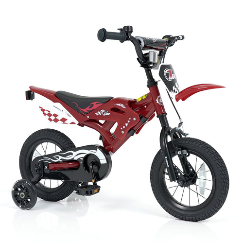 12 Inch Kids Bike Motorcycle-Inspired for Boy Girl Ages 3-4 Years, Red