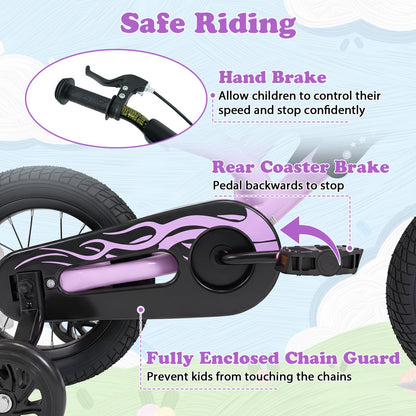 12 Inch Kids Bike, Ages 3-4 Years, Purple