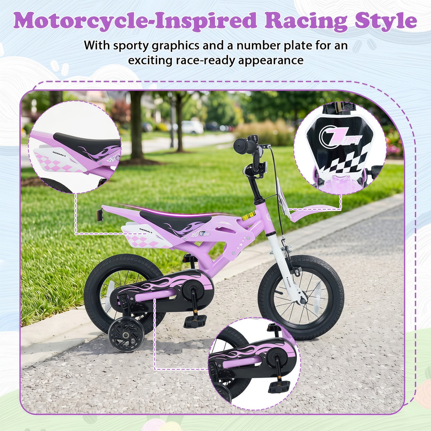 12 Inch Kids Bike, Ages 3-4 Years, Purple