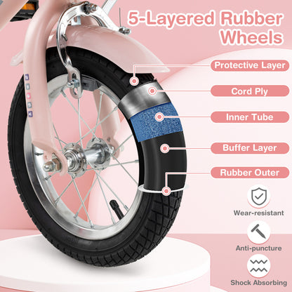 12 Inch Kids Bike, Adjustable Height, Basket, Pink Kids Bike at Gallery Canada
