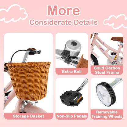 12 Inch Kids Bike, Adjustable Height, Basket, Pink Kids Bike at Gallery Canada