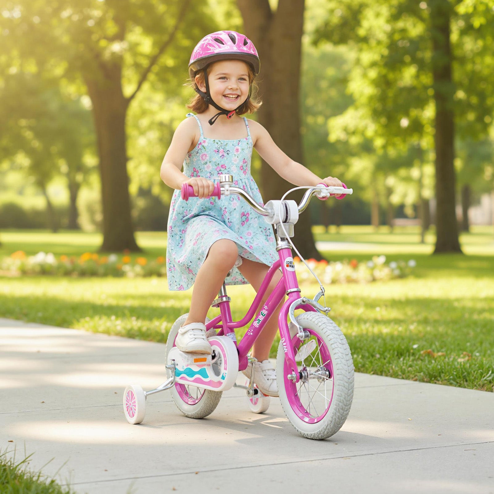 12 Inch Kids Bike for Aged 3-8 Years Old with Adjustable Handlebar Pink- Starlight Wave, Pink Kids Bike at Gallery Canada