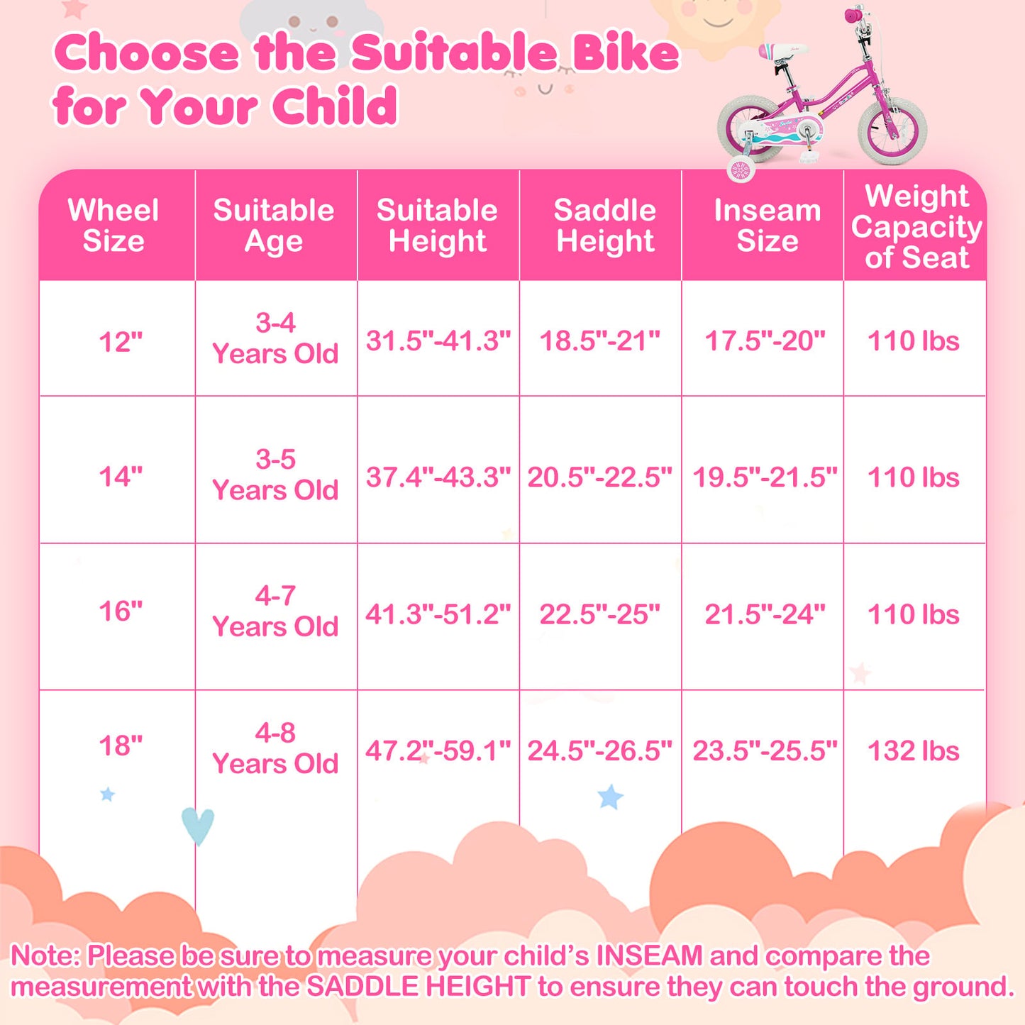 12 Inch Kids Bike, Adjustable Handlebar, Pink Starlight Wave Kids Bike at Gallery Canada