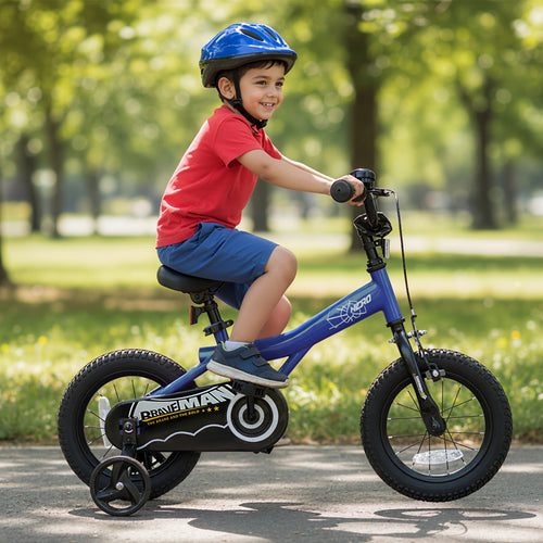 12-Inch Kids Bike with Removable Training Wheels Navy - Brave Hero, Navy