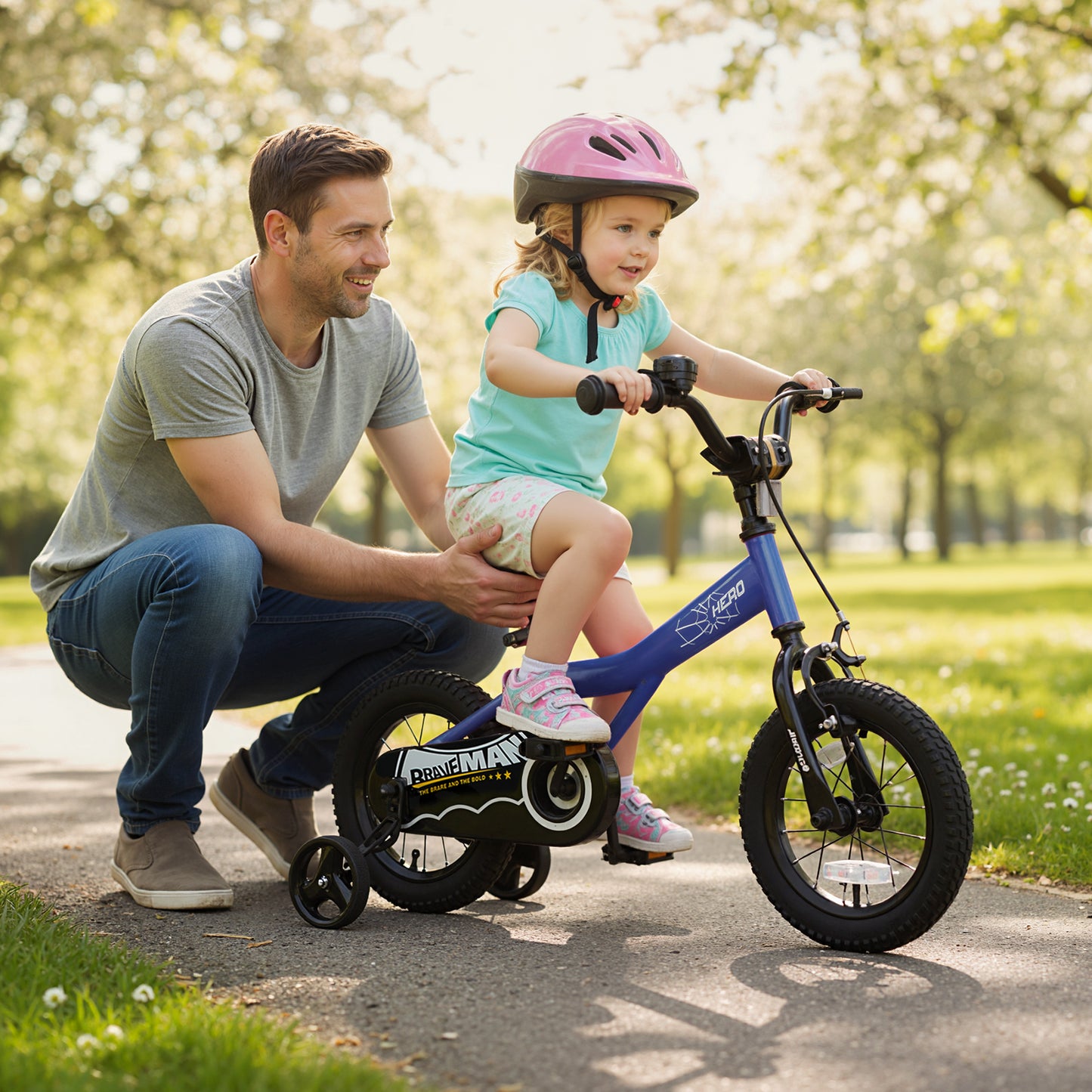 12-Inch Kids Bike with Removable Training Wheels Navy - Brave Hero, Navy Kids Bike at Gallery Canada