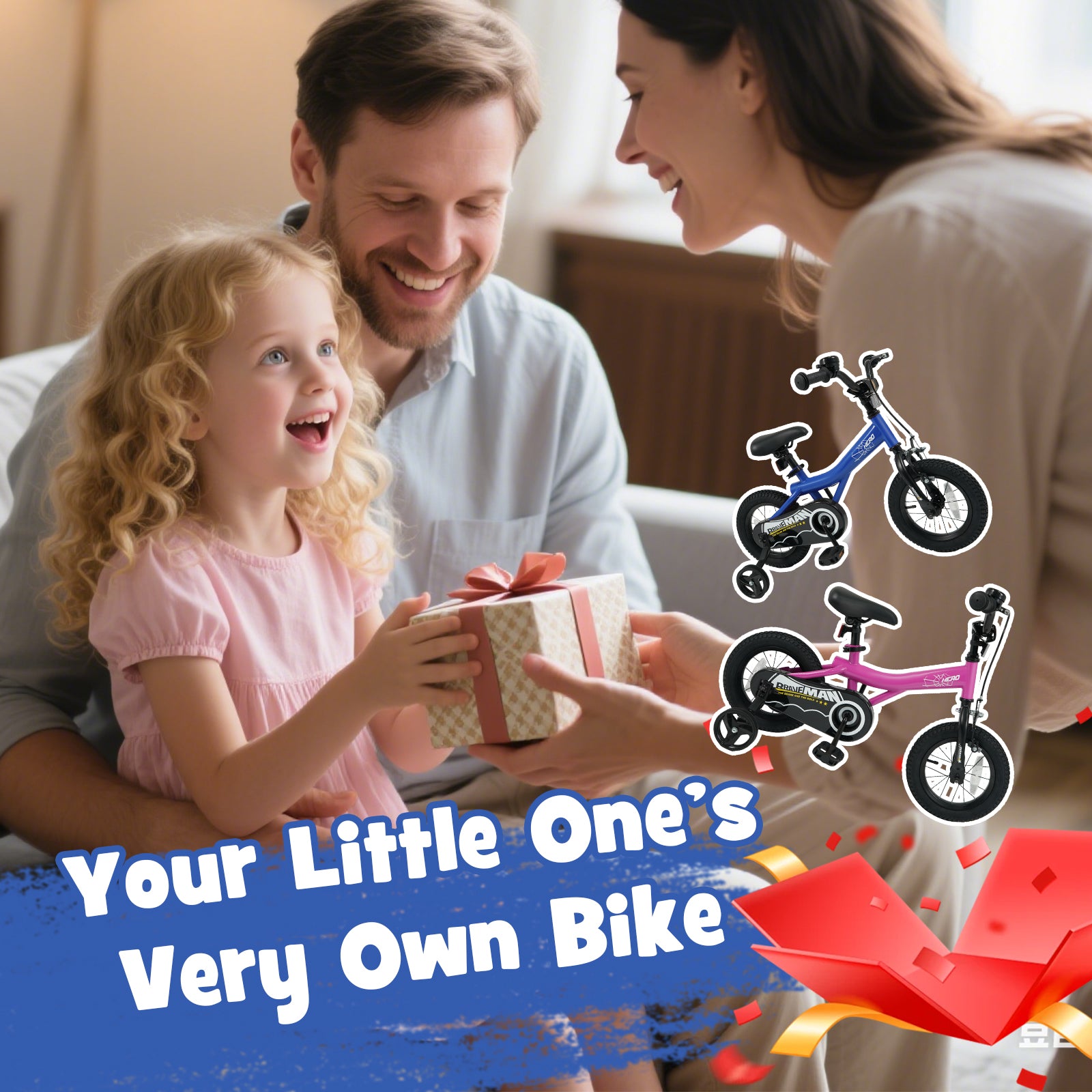 12-Inch Kids Bike with Removable Training Wheels Navy - Brave Hero, Navy Kids Bike at Gallery Canada