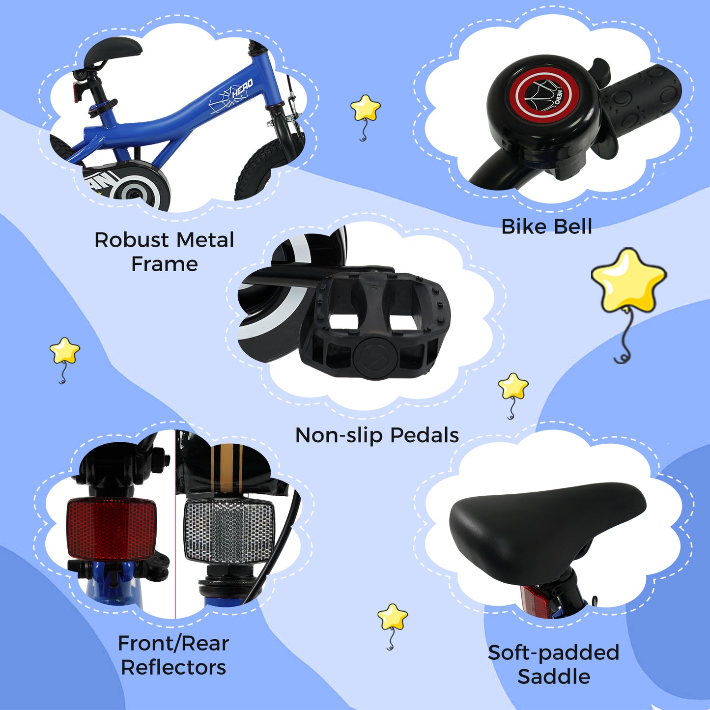 12-Inch Kids Bike with Removable Training Wheels Navy - Brave Hero, Navy Kids Bike at Gallery Canada