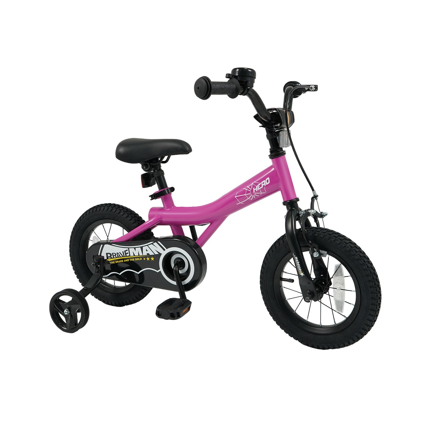 12-Inch Kids Bike with Removable Training Wheels Pink-Brave Hero Scooters Options at Gallery Canada