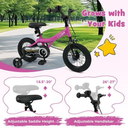 12-Inch Kids Bike with Removable Training Wheels Pink-Brave Hero Scooters at Gallery Canada