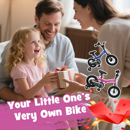 12-Inch Kids Bike with Removable Training Wheels Pink-Brave Hero Scooters at Gallery Canada