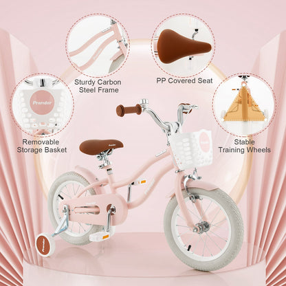 12 Inch Kids Bike With Training Wheels, Ages 3-8 Years, Pink Kids Bike at Gallery Canada