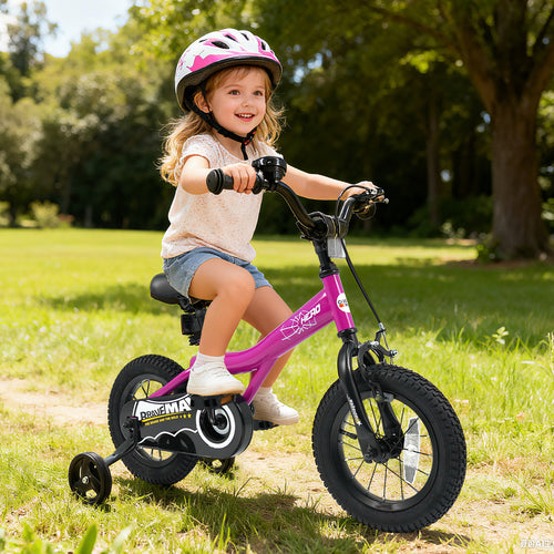 12-Inch Kids Bike With Removable Training Wheels, Brave Hero, Pink