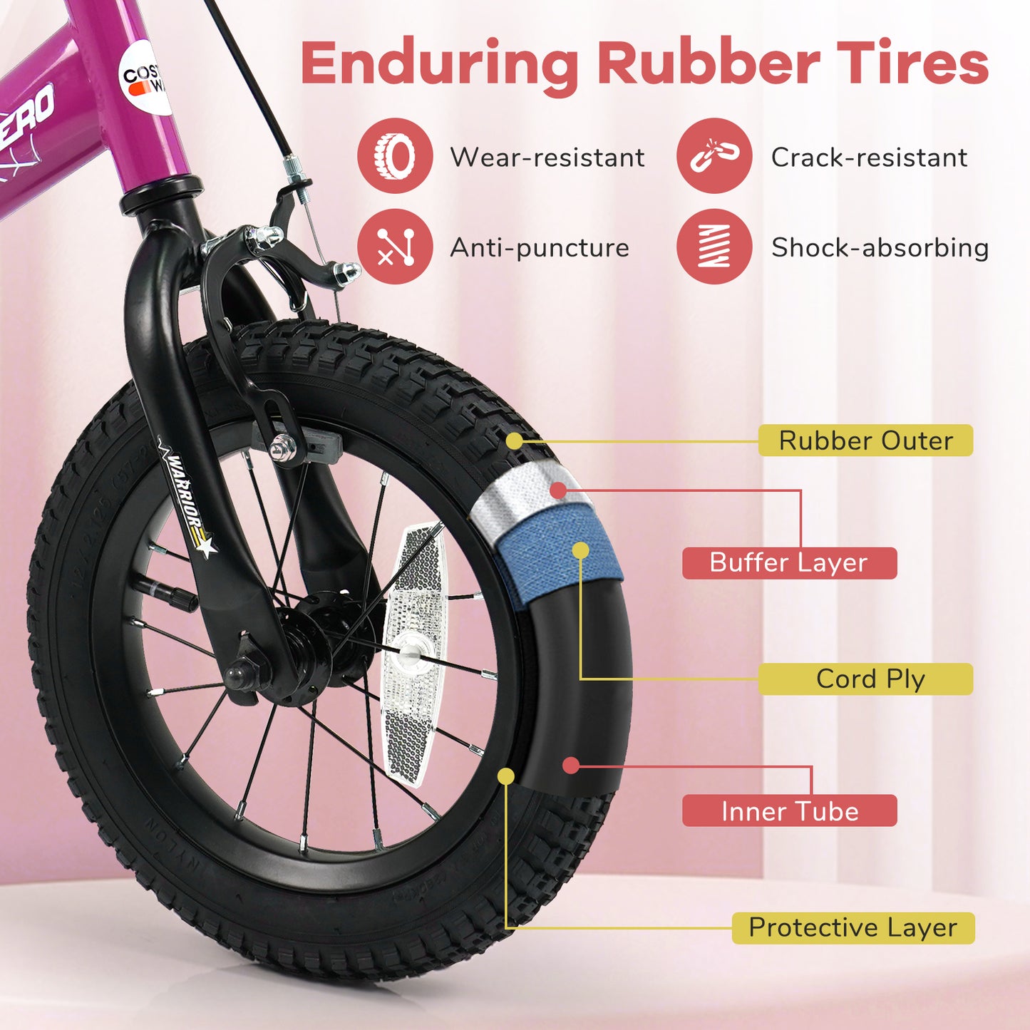 12-Inch Kids Bike With Removable Training Wheels, Brave Hero, Pink Scooters at Gallery Canada