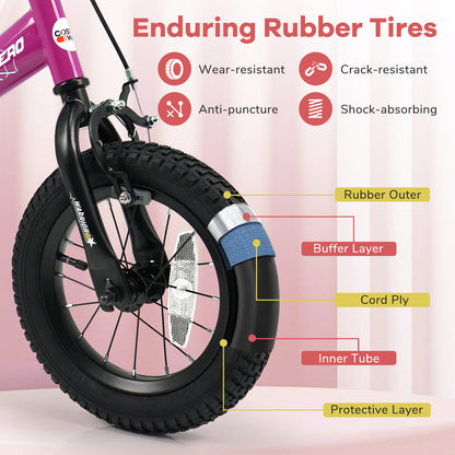 12-Inch Kids Bike With Removable Training Wheels, Brave Hero, Pink Scooters at Gallery Canada
