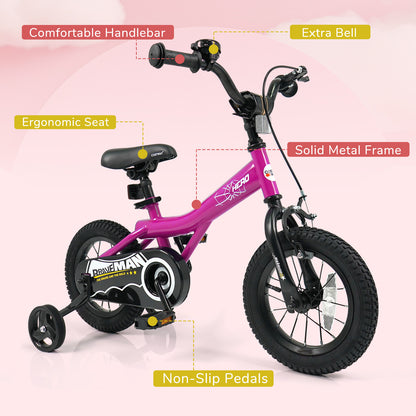 12-Inch Kids Bike With Removable Training Wheels, Brave Hero, Pink Scooters at Gallery Canada